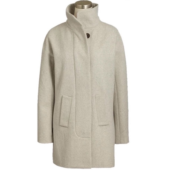 J. Crew Women’s Gray City Coat Wool Blend Long Line Button High Collar Size 00 - Picture 1 of 10